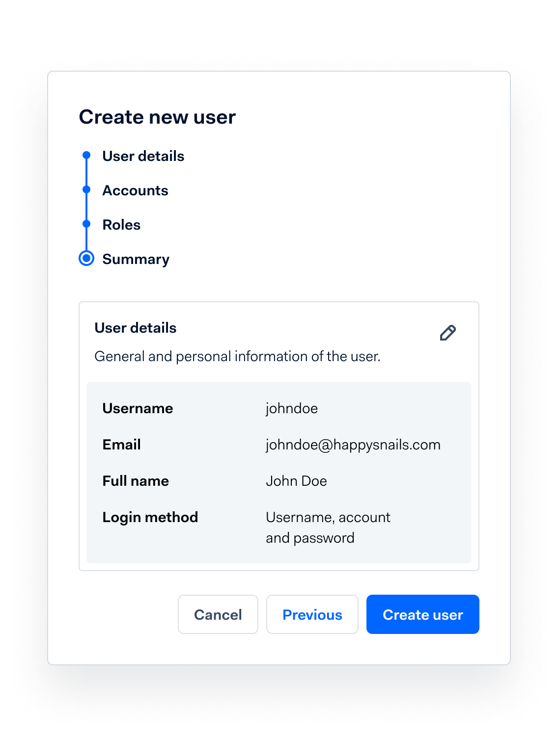 Ekran zarządzania dostępem użytkowników 