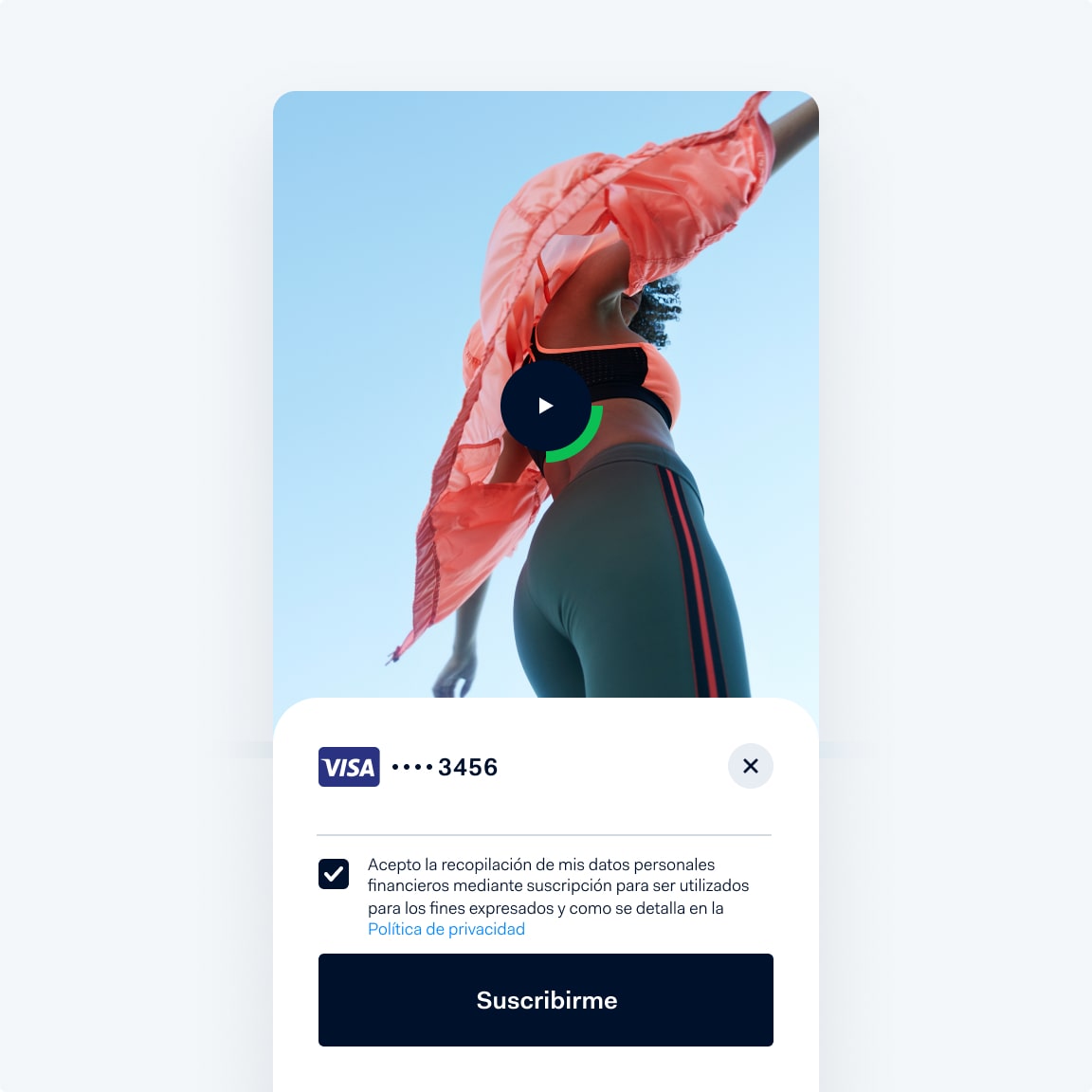 Subscription mobile payment screen
