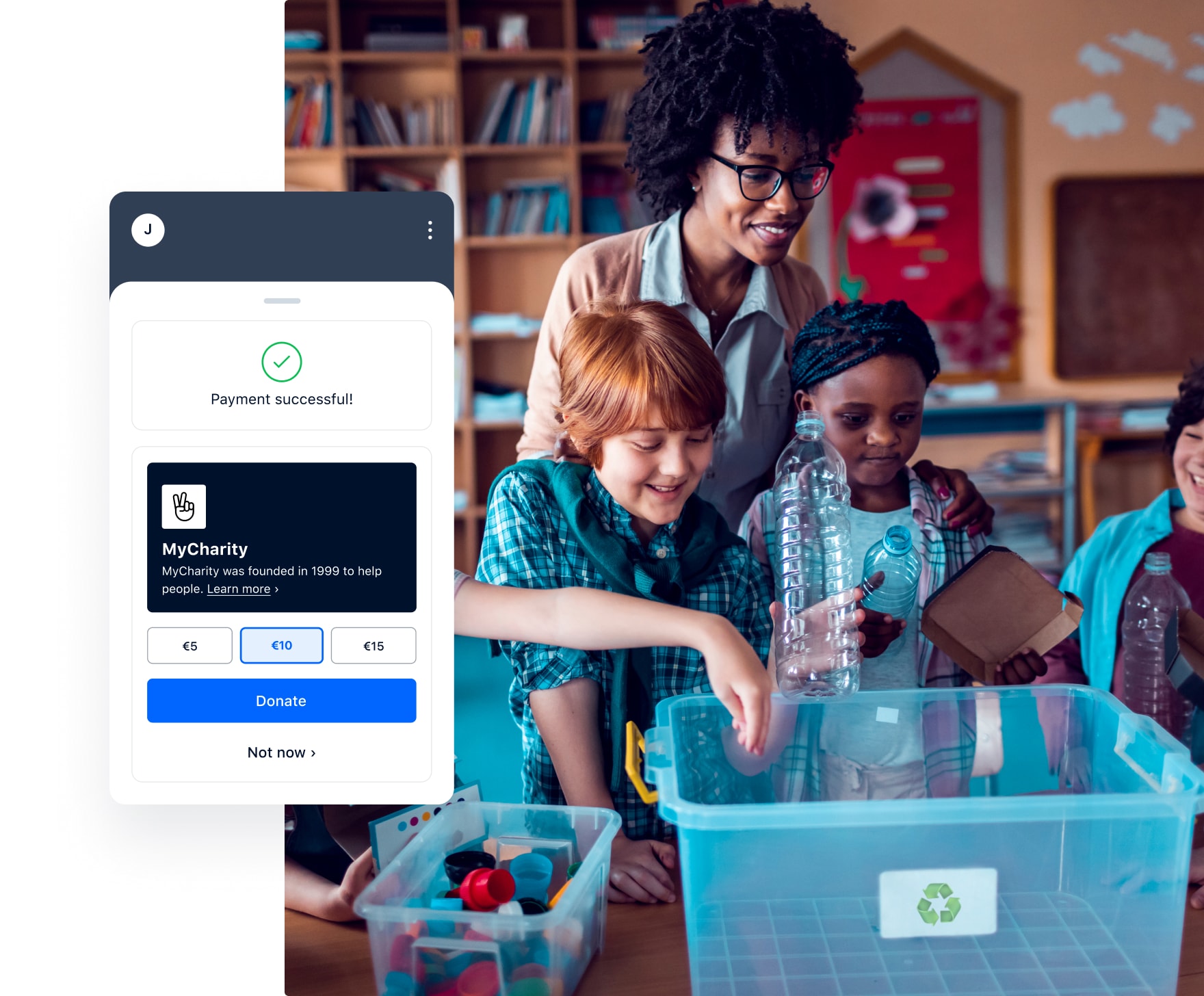 Adyen Giving payment checkout screen with donation amount