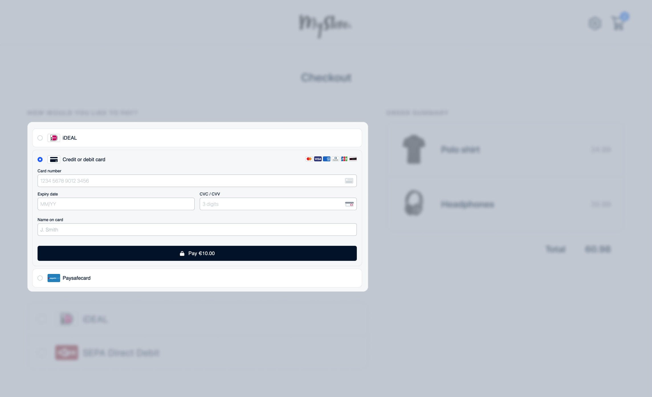 Credit Card Drop-In integration with the Diners Club option present